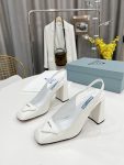 Prada Patent Sling-Back Pumps White For Women 3.5in/90mm PRD