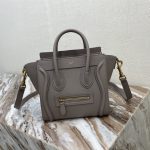 Celine Nano Luggage Bag In Drummed Dark Brown For Women 8in/20cm