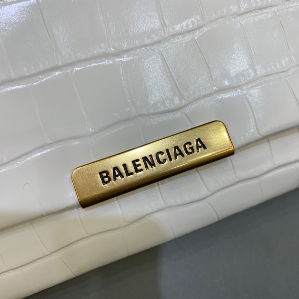 Balenciaga Triplet Small Bag Crocodile Embossed White, For Women, Women’s Bags 8.3in/21cm