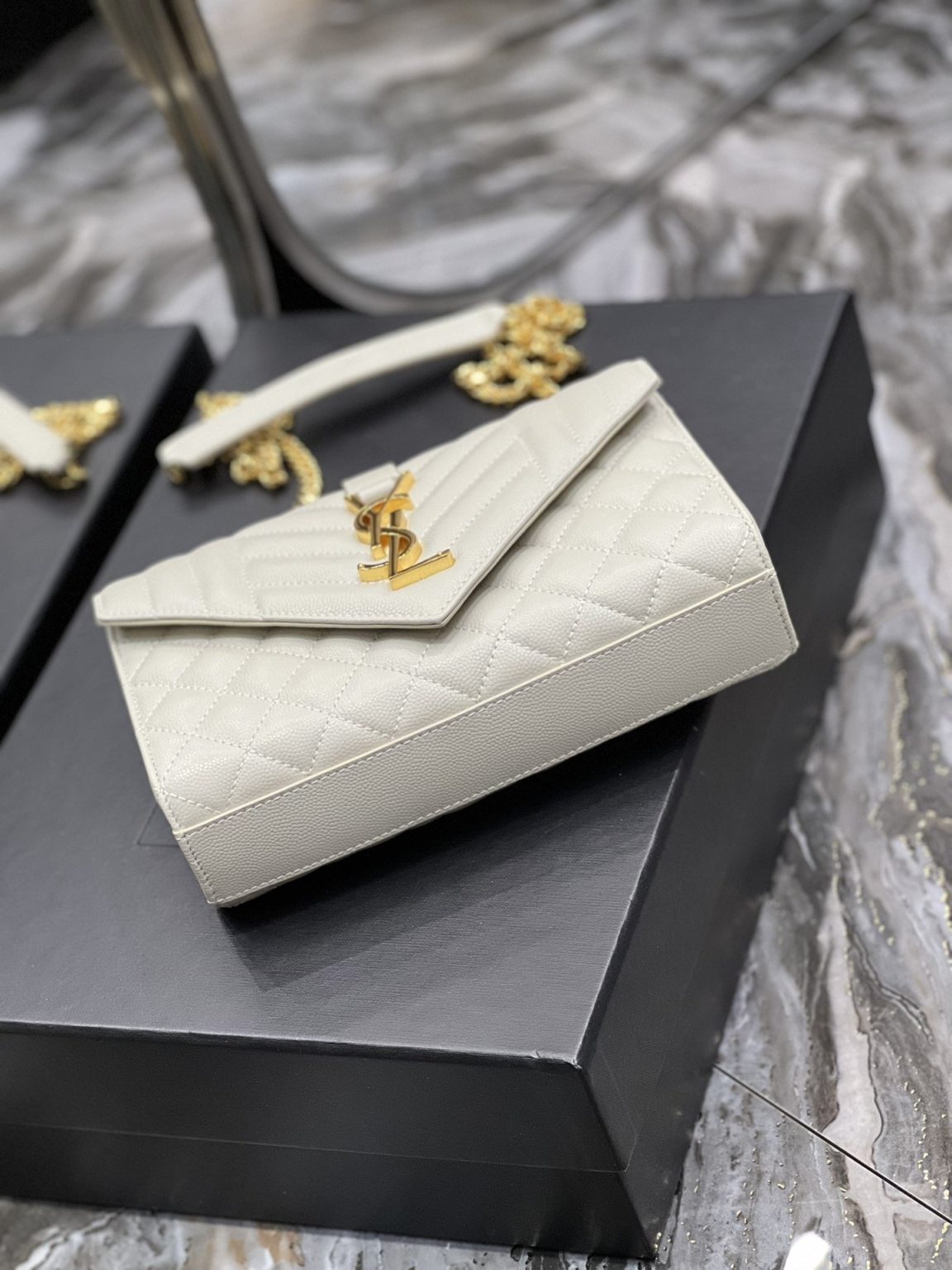 Saint Laurent Small Bag White In Mix Matelasse For Women 8.2in/21cm YSL 600195BOW919207