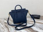 Celine Nano Luggage Bag In Drummed Dark Blue For Women 8in/20cm