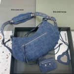 Balenciaga Le Cagole XS Shoulder Bag In Blue Washed, For Women, Women’s Bags 13in/33cm