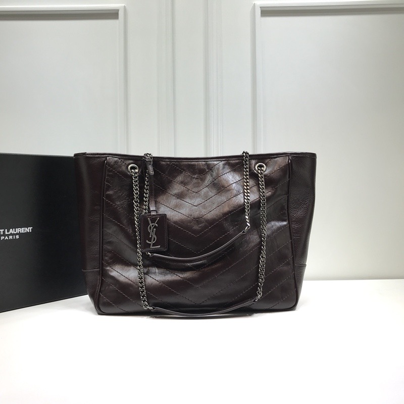 Saint Laurent Niki Shopping Bag Burgundy For Women 13.8in/35cm YSL