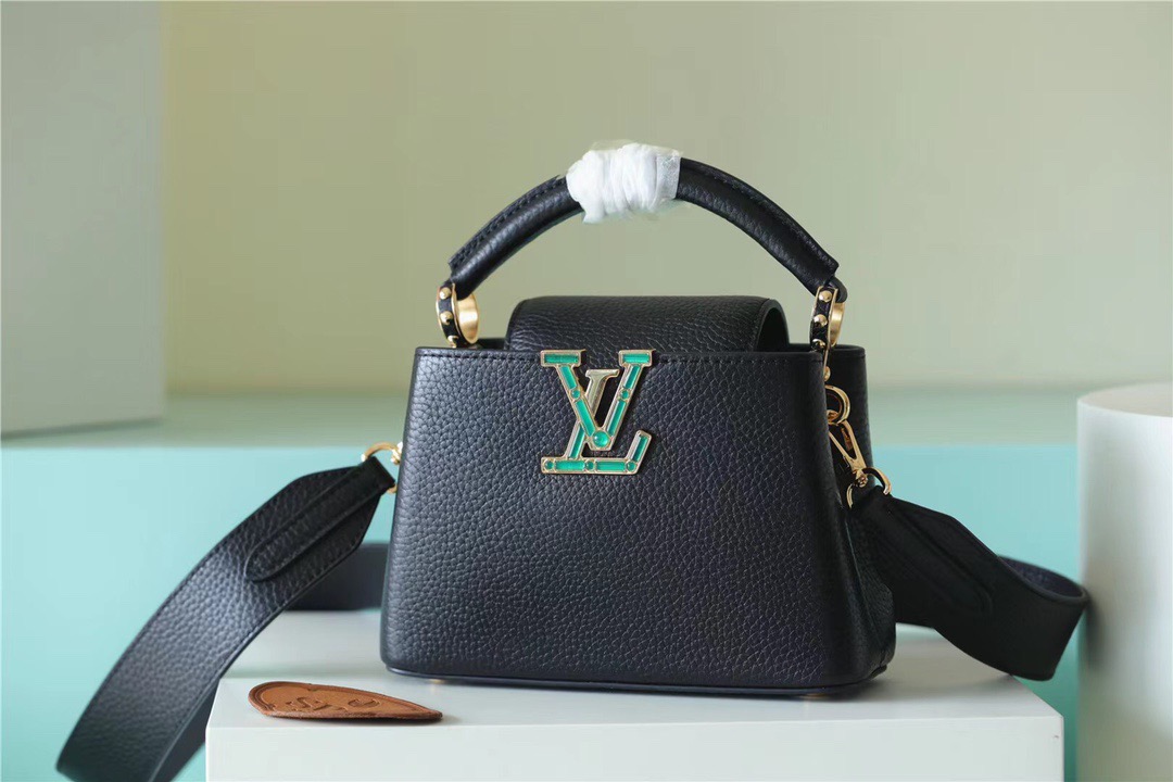 Louis Vuitton Capucines BB Taurillon Black For Women, Women’s Handbags, Shoulder And Crossbody Bags 21cm/8.3in LV