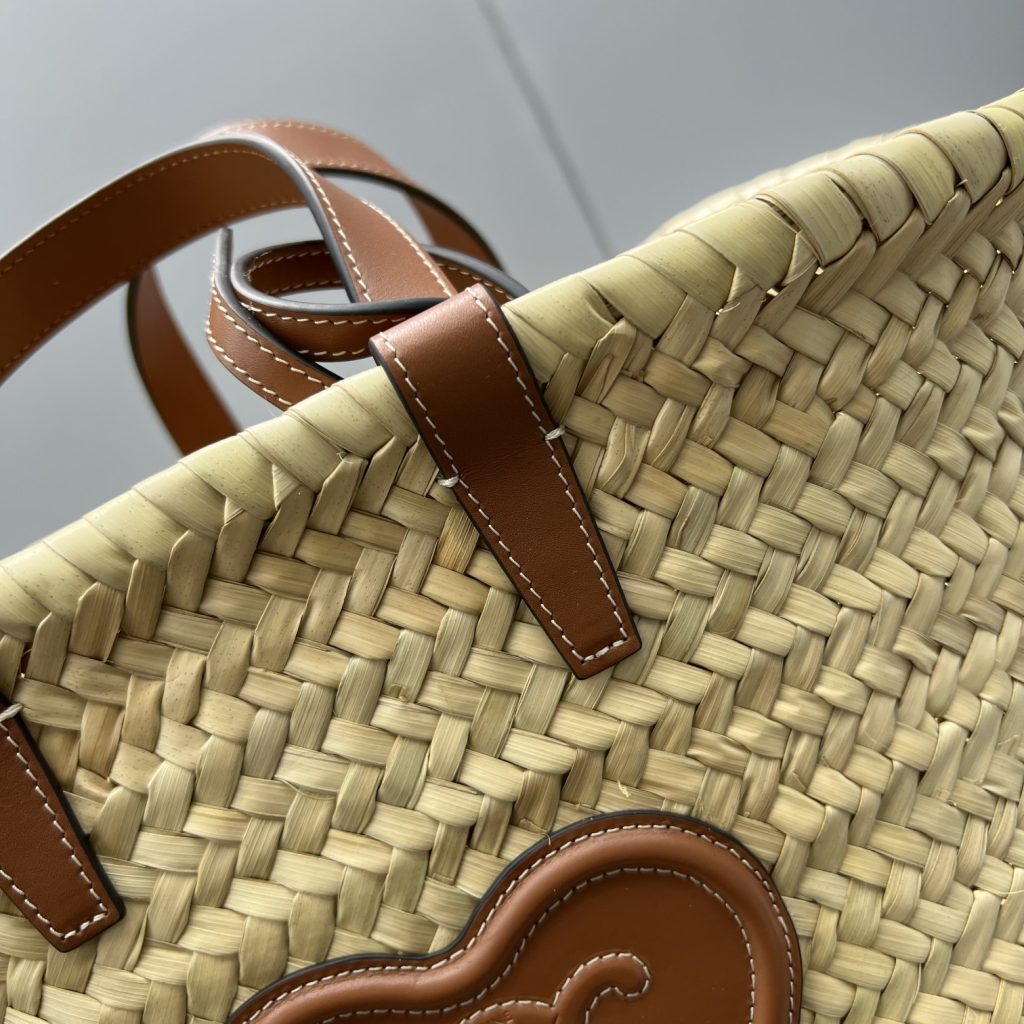 Celine Teen Triomphe Celine Classic Panier In Palm Leaves With Heart Patch Brown For Women 10in/25cm 194002DUI.04LU