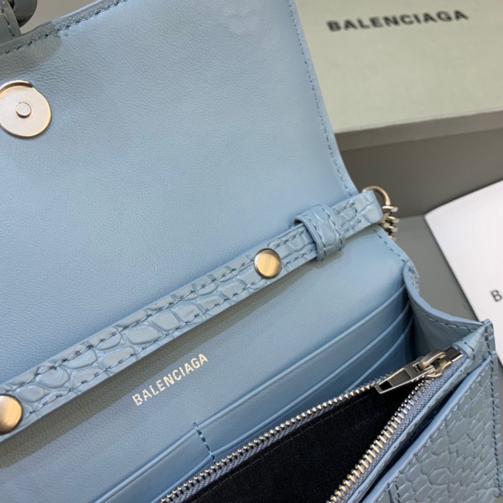 Balenciaga Hourglass Wallet On Chain in Blue, For Women, Women’s Bags 7.6in/19cm