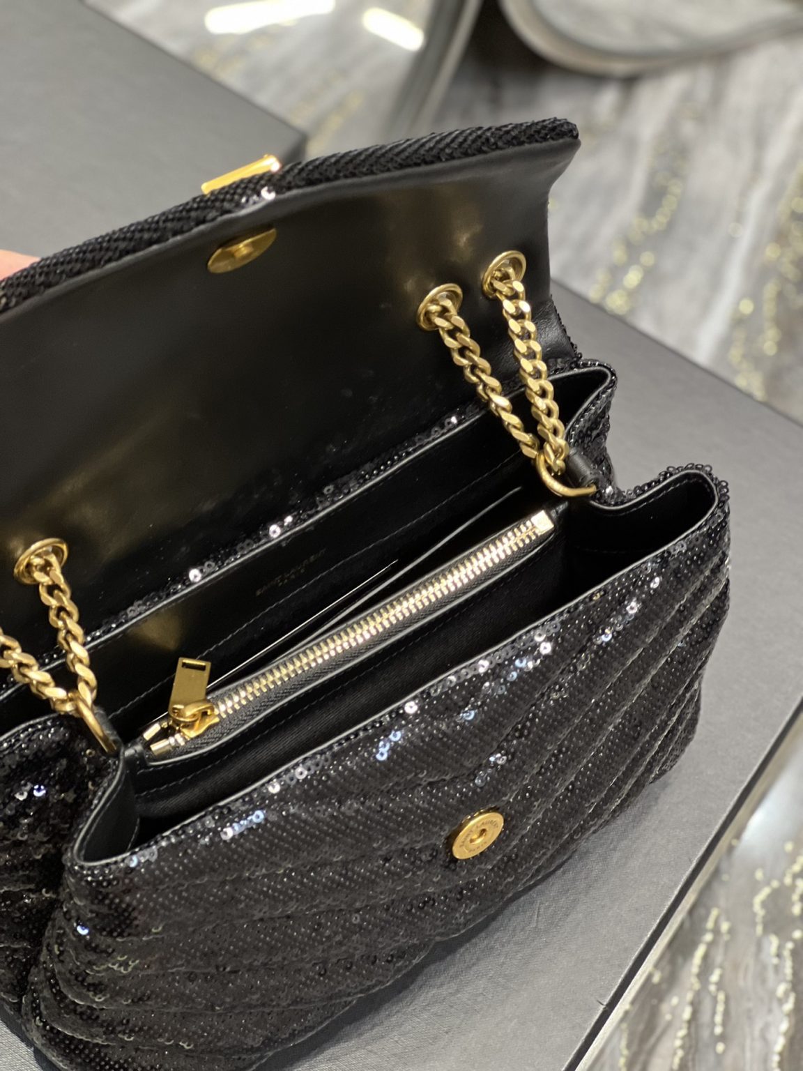 Saint Laurent Loulou Small Chain Bag Black For Women, Women’s Bags 9in/23cm YSL 494699FAAER1000