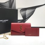 Saint Laurent Uptown Chain Wallet Red For Women 7.4in/19cm YSL