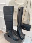 Chanel Women’s High Boots With Chain Black For Women 3.7in/ 9.5cm