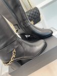 Chanel Women’s High Boots With Chain Black For Women 3.7in/ 9.5cm