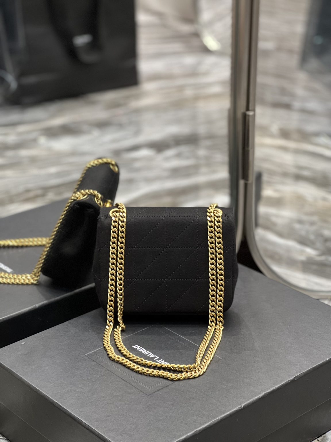 Saint Laurent Jamie Mini Chain Bag Black For Women, Women’s Bags 6.9in/17.5cm YSL 6981622F9271000