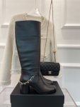 Chanel Women’s High Boots With Chain Black For Women 3.7in/ 9.5cm