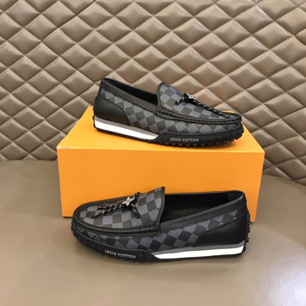 Louis Vuittion LV Racer Moccasin Black Checkered Pattern For Men LV