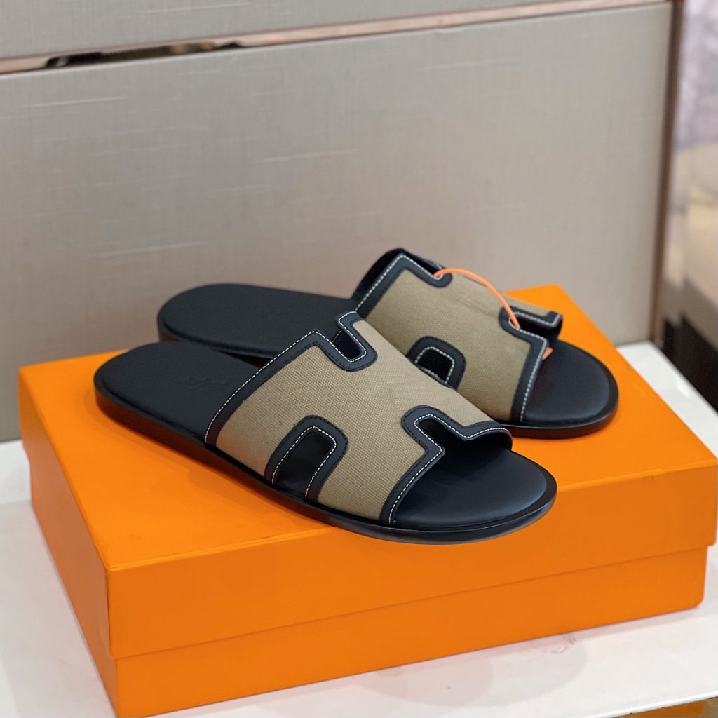 Hermes Izmir Sandal Black And Beige For Men