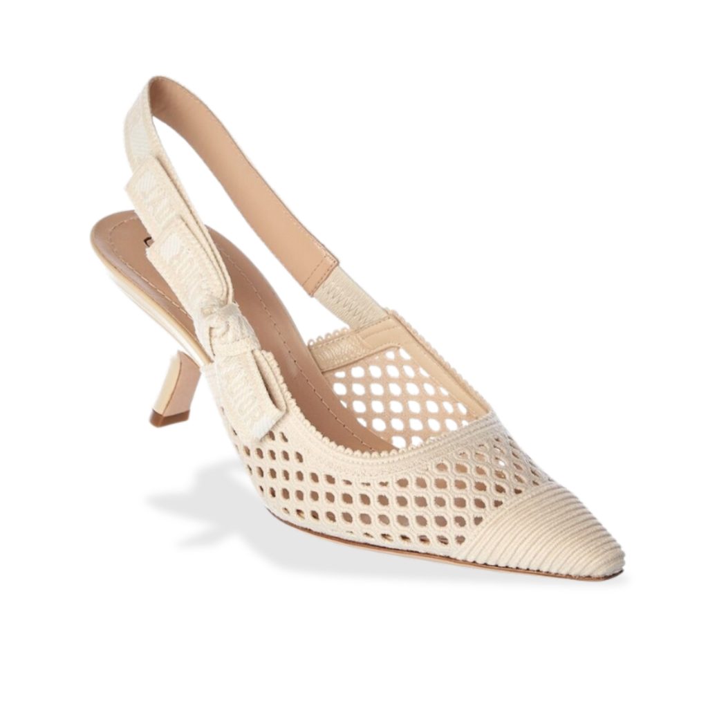 Christian Dior J’adior Leather-Trim Slingback Pump Ivory For Women