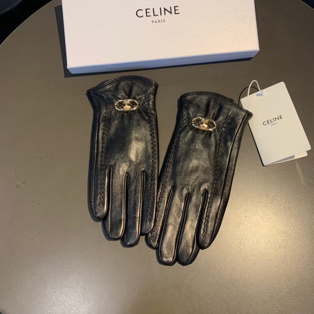 Celine Triomphe Gloves In Black