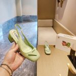 Prada Patent Sling-Back Pumps Light Green For Women 1.8in/45mm PRD