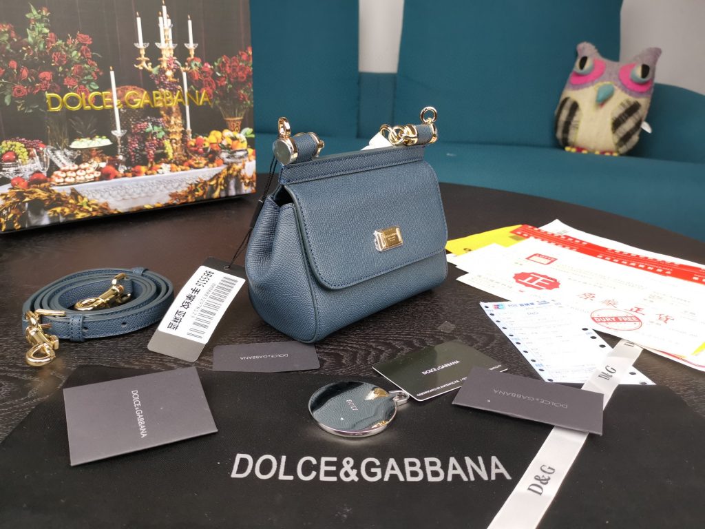 Dolce & Gabbana Small Sicily Bag In Dauphine Blue For Women 7.5in/19cm DG