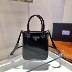 Prada Small Brushed Tote Black For Women, Women’s Bags 6.9in/18cm 1BA331_ZO6_F0002_V_OOO