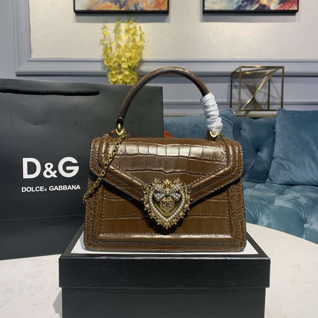 Dolce & Gabbana Small Devotion Bag Brown For Women 7.5in/19cm