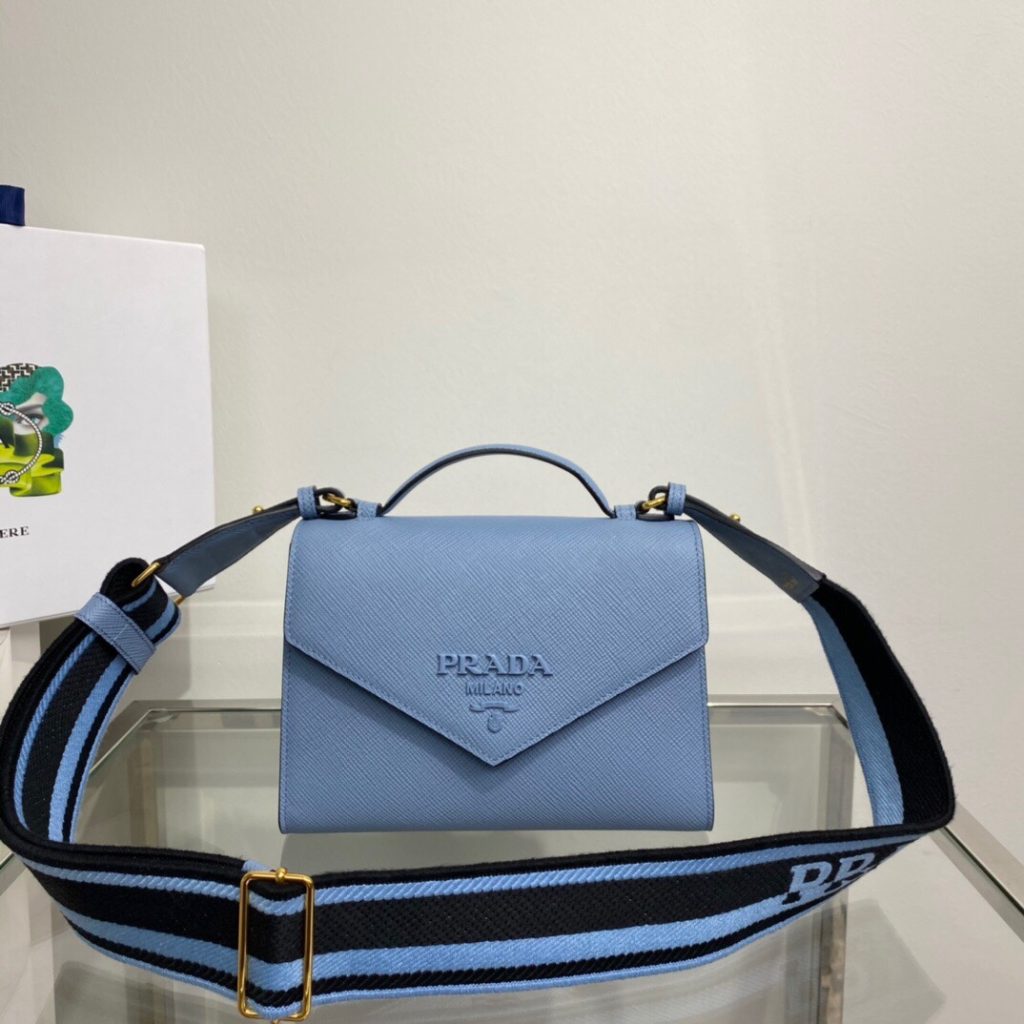 Prada Monochrome Saffiano Bag Blue For Women, Women’s Bags 8.2in/21cm 1BD317_2ERX_F02TG_V_3O3