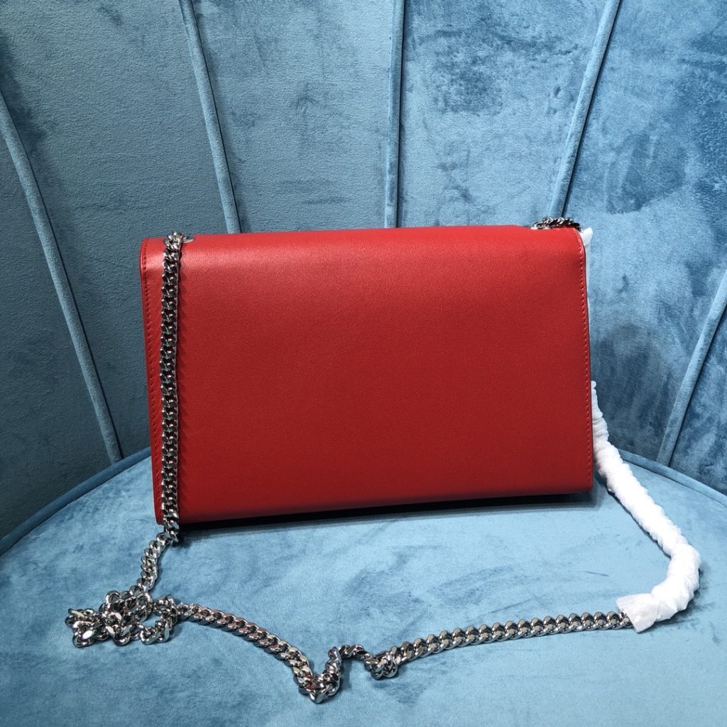 Saint Laurent Kate Medium Chain Bag With Tassel In Grain De Poudre Red For Women 9.4in/24cm YSL