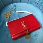 Saint Laurent Kate Medium Chain Bag With Tassel In Grain De Poudre Red For Women 9.4in/24cm YSL