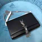 Saint Laurent Kate Medium Chain Bag With Tassel In Grain De Poudre Black For Women 9.4in/24cm YSL 354119BOW0N1000