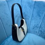 Saint Laurent Le Fermoir Hobo Bag White/Black For Women 9.5in/24cm YSL