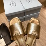 Prada Saffiano Slides Gold For Women 0.4in/10mm PRD