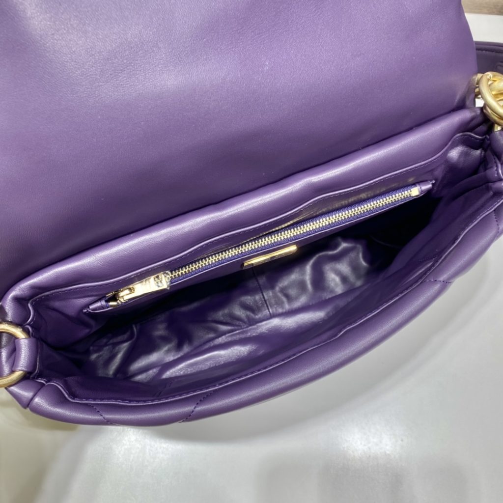 Prada System Nappa Patchwork Shoulder Bag Purple For Women, Women’s Bags 7.5in/19cm