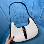 Saint Laurent Le Fermoir Hobo Bag White/Black For Women 9.5in/24cm YSL