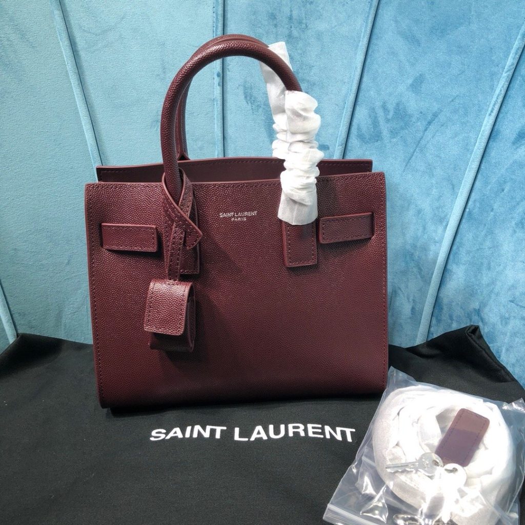 Saint Laurent Sac De Jour Nano Burgundy For Women 8.6in/22cm YSL