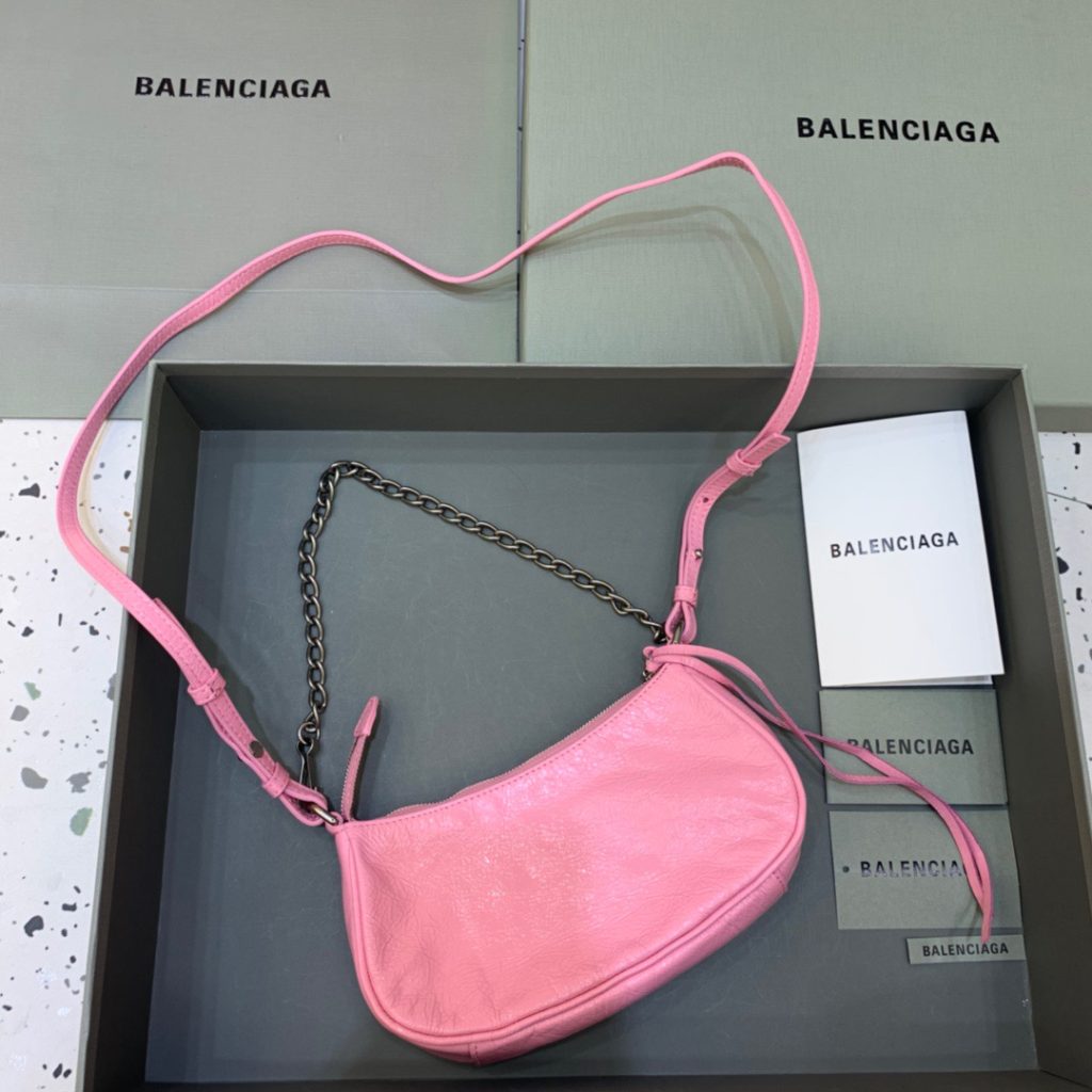 Balenciaga Le Cagole Mini Bag With Chain Light Pink, For Women, Women’s Bags 8.2in/21cm