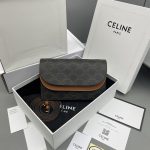 Celine Wallet On Strap In Triomphe Canvas Brown For Women 8in/20cm 10D852CG9.04LU