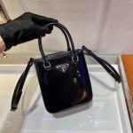 Prada Small Brushed Tote Black For Women, Women’s Bags 6.9in/18cm 1BA331_ZO6_F0002_V_OOO