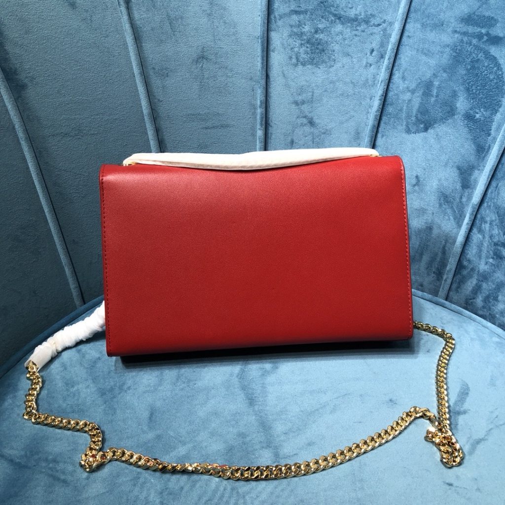 Saint Laurent Kate Medium Chain Bag With Tassel In Grain De Poudre Red For Women 9.4in/24cm YSL