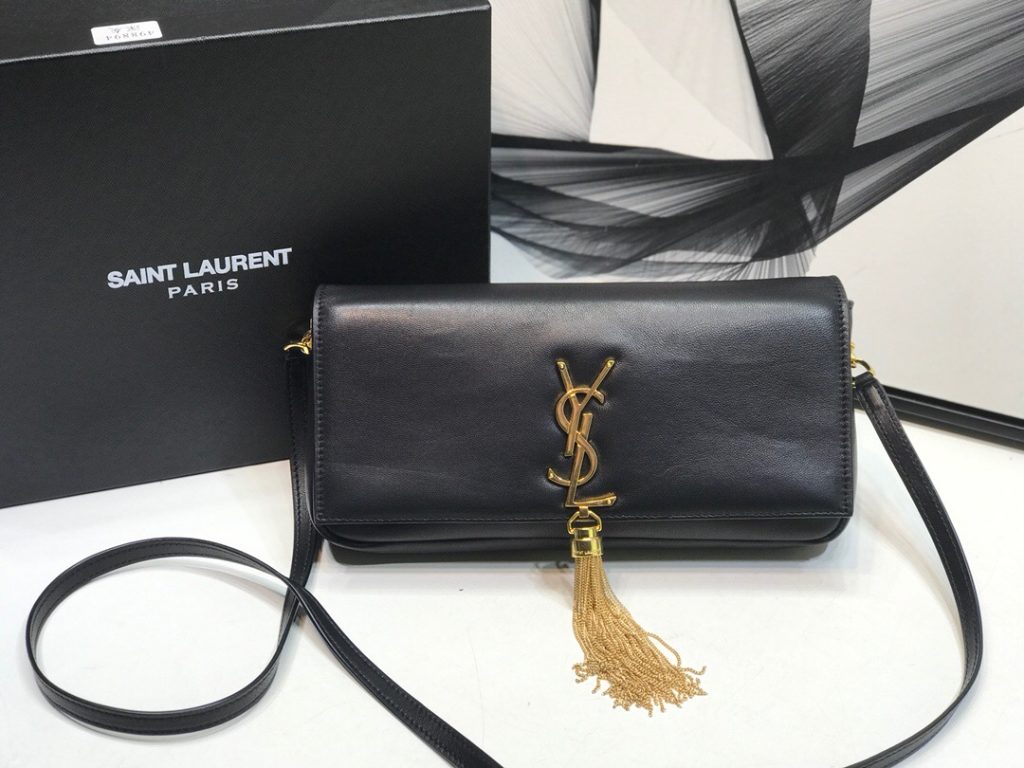 Saint Laurent Kate Tassel Small Shoulder Bag Black For Women 10.2in/26cm YSL P00483545