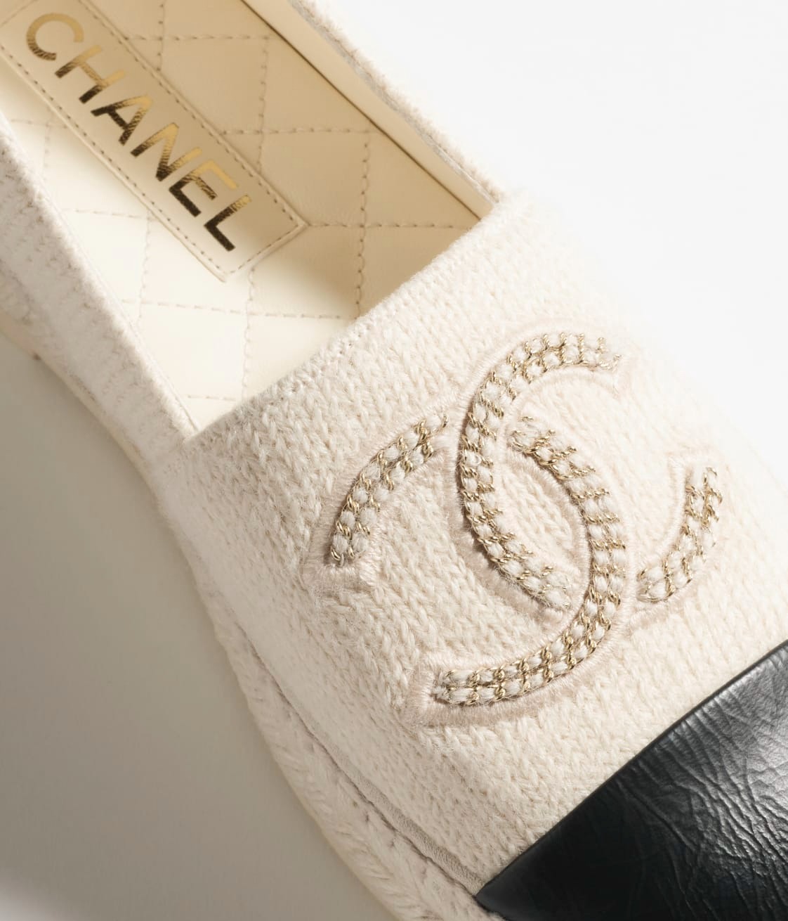 Chanel Espadrilles Ivory And Black For Women- G45849 B17565 NZB75