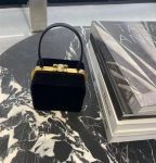 Celine Triomphe Hardshell Velvet Bag Black For Women 4in/10cm