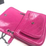 Saint Laurent Niki Baby Chain Bag In Crinkled Vintage Dark Pink For Women 8.2in/21cm YSL