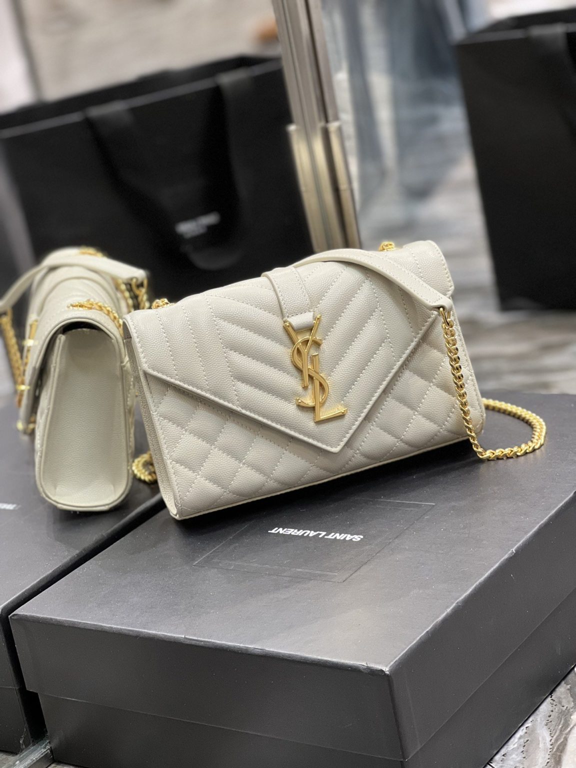 Saint Laurent Small Bag White In Mix Matelasse For Women 8.2in/21cm YSL 600195BOW919207