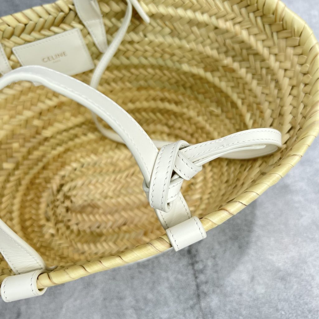 Celine Teen Triomphe Celine Classic Panier In Palm Leaves And Lizard White For Women 8in/20cm