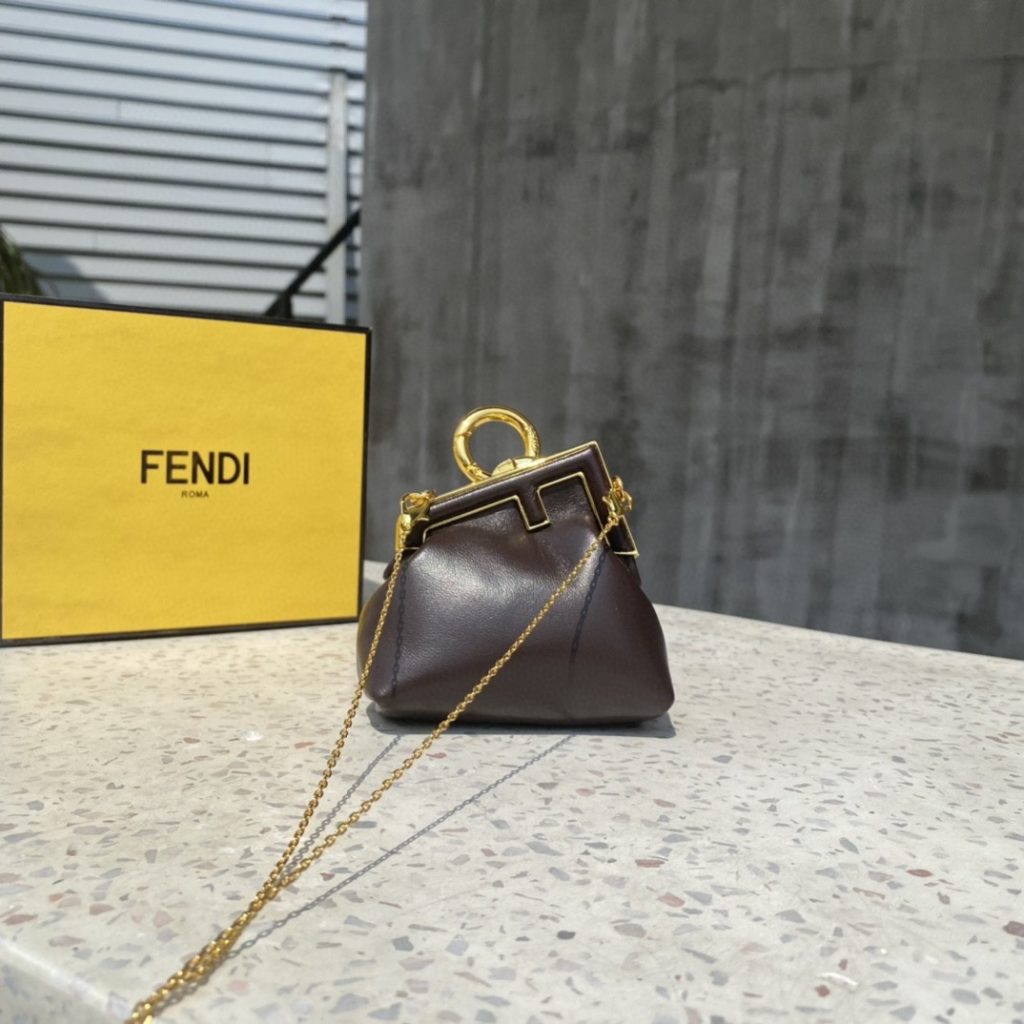 Fendi Nano First Charm Dark Grey Bag For Woman 10cm/4in