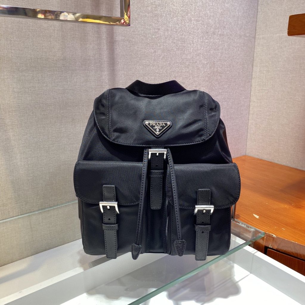 Prada Small Re-Nylon Backpack Black For Women, Women’s Bags 11in/28cm 1BZ677_RV44_F0002_V_OOO