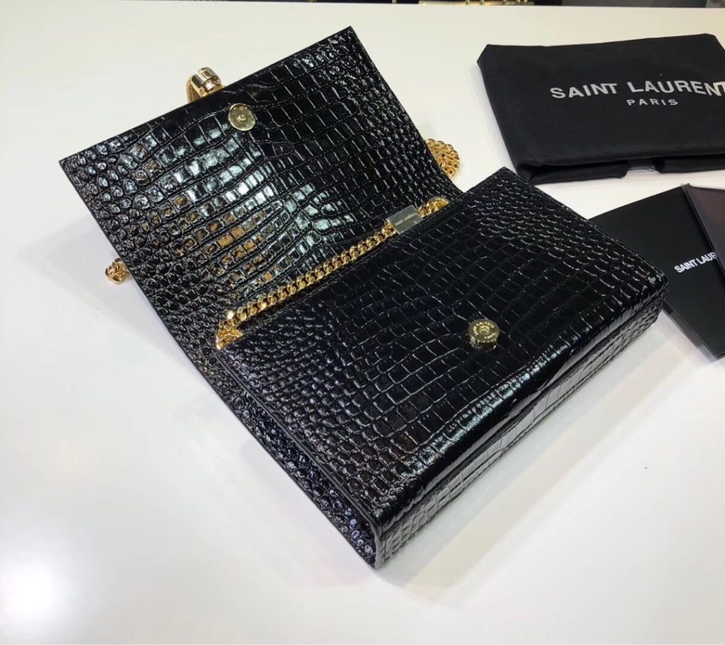 Saint Laurent Kate Small Chain Bag With Tassel In Embossed Black For Women 7.8in/20cm YSL 474366DND0J1000