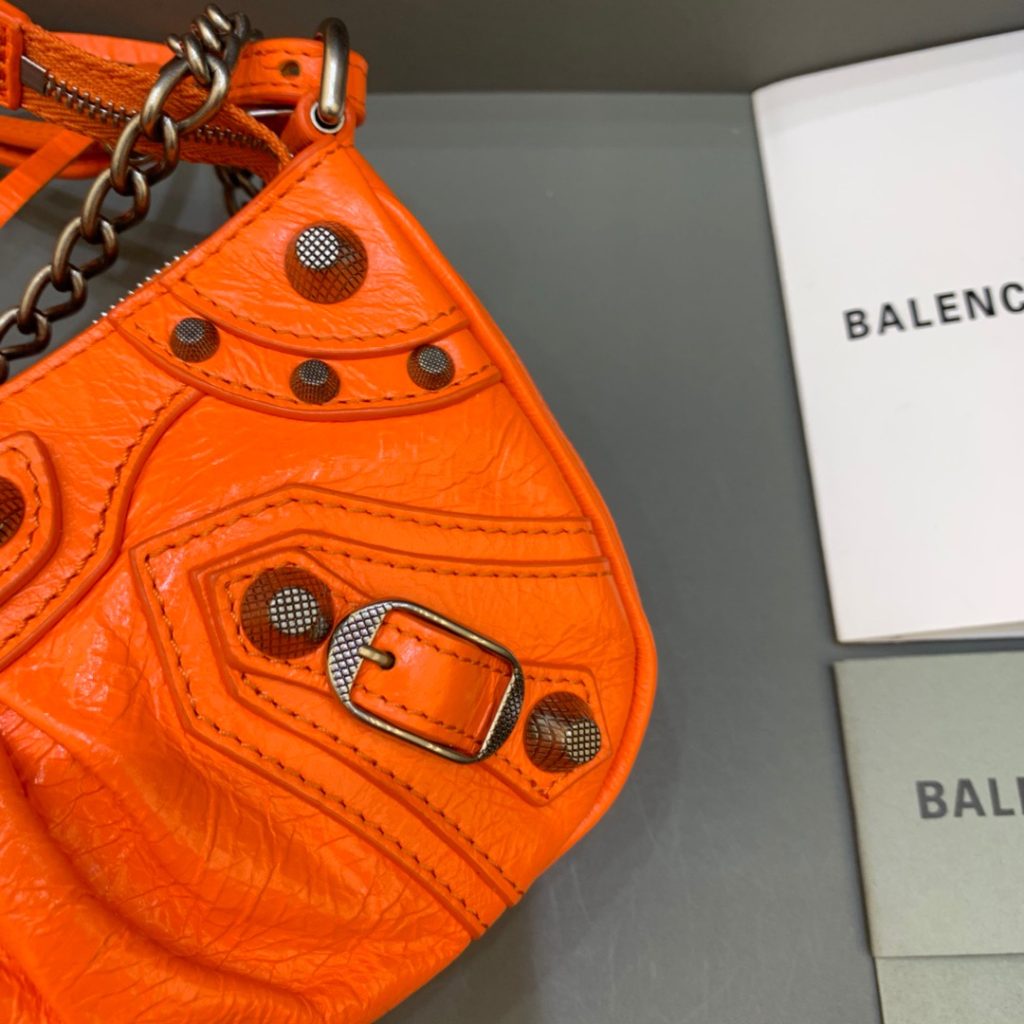 Balenciaga Le Cagole Mini Bag With Chain In Orange, For Women, Women’s Bags 8.2in/21cm