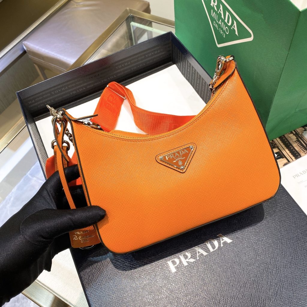 Prada Re-Edition 2005 Re-Nylon Mini Bag Orange For Women, Women’s Bags 8.6in/22cm