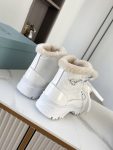 Prada Shearling High-Top Sneakers White For Women PRD