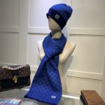 Louis Vuitton Beanie & Scarf Set In Blue